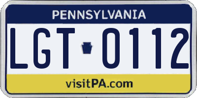 PA license plate LGT0112