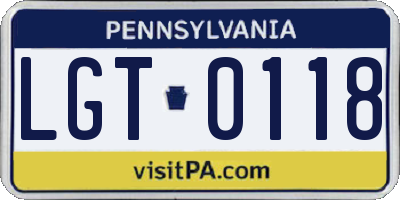 PA license plate LGT0118