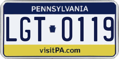 PA license plate LGT0119