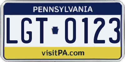 PA license plate LGT0123