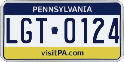 PA license plate LGT0124