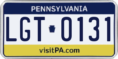 PA license plate LGT0131