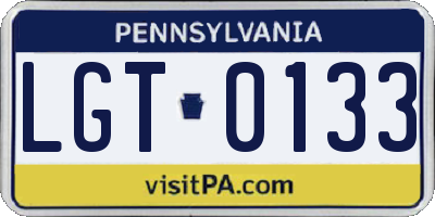 PA license plate LGT0133