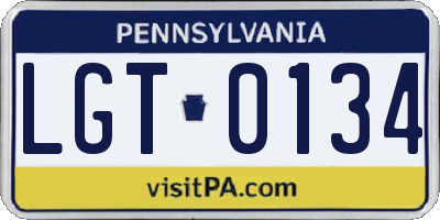 PA license plate LGT0134