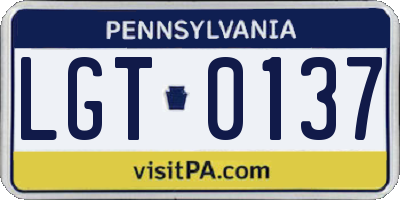 PA license plate LGT0137