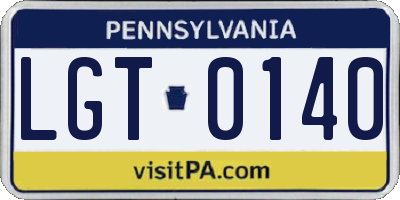 PA license plate LGT0140
