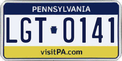PA license plate LGT0141