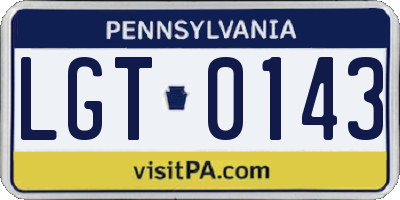 PA license plate LGT0143