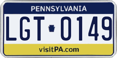 PA license plate LGT0149