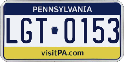 PA license plate LGT0153