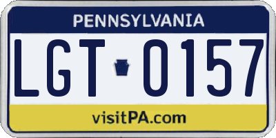 PA license plate LGT0157