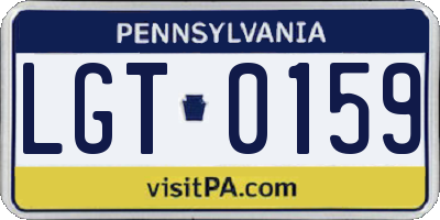 PA license plate LGT0159