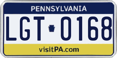 PA license plate LGT0168