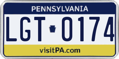 PA license plate LGT0174