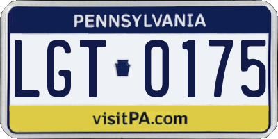 PA license plate LGT0175