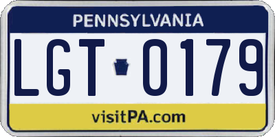 PA license plate LGT0179