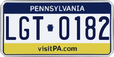 PA license plate LGT0182