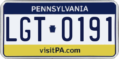PA license plate LGT0191