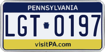 PA license plate LGT0197