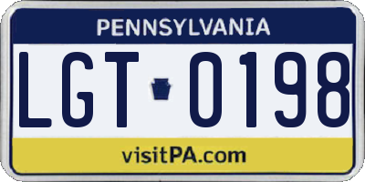 PA license plate LGT0198