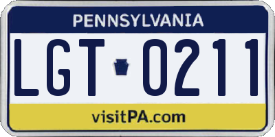 PA license plate LGT0211