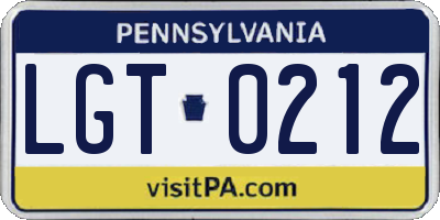 PA license plate LGT0212