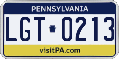 PA license plate LGT0213