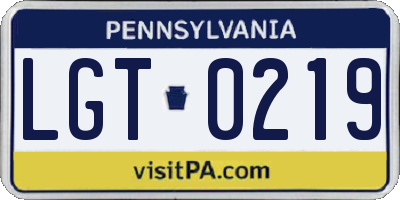 PA license plate LGT0219