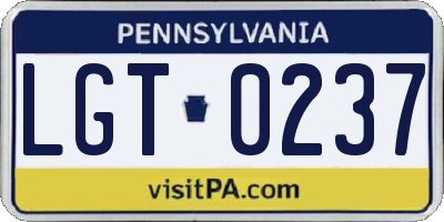 PA license plate LGT0237