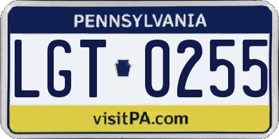 PA license plate LGT0255