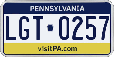 PA license plate LGT0257
