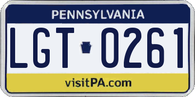 PA license plate LGT0261