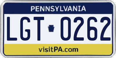 PA license plate LGT0262