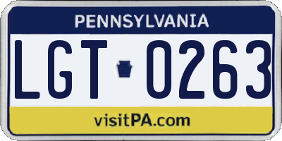 PA license plate LGT0263