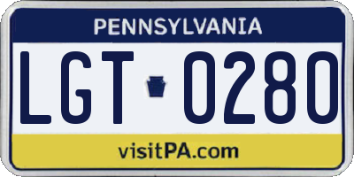 PA license plate LGT0280