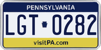 PA license plate LGT0282