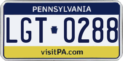 PA license plate LGT0288