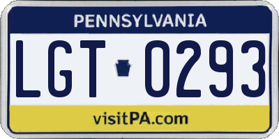 PA license plate LGT0293