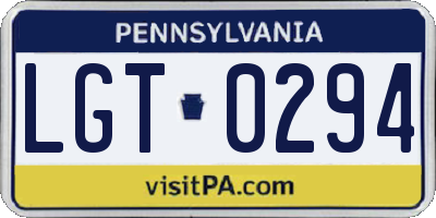 PA license plate LGT0294