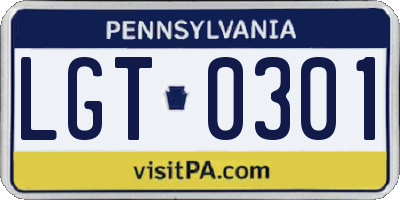 PA license plate LGT0301