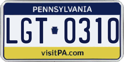 PA license plate LGT0310
