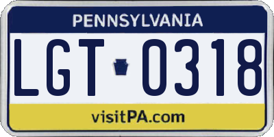 PA license plate LGT0318