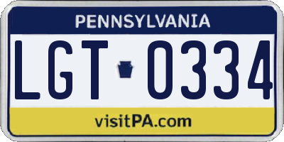 PA license plate LGT0334