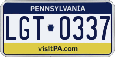 PA license plate LGT0337