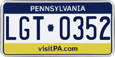 PA license plate LGT0352