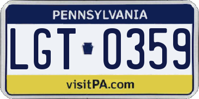 PA license plate LGT0359
