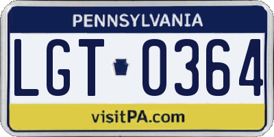 PA license plate LGT0364