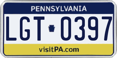 PA license plate LGT0397