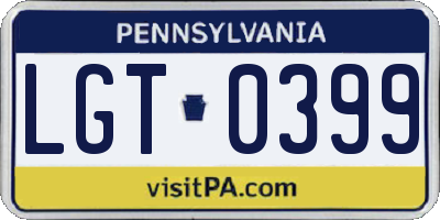 PA license plate LGT0399