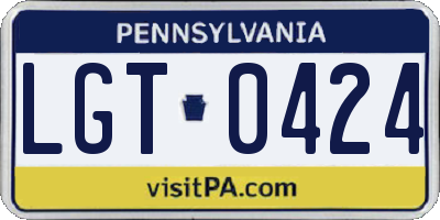 PA license plate LGT0424